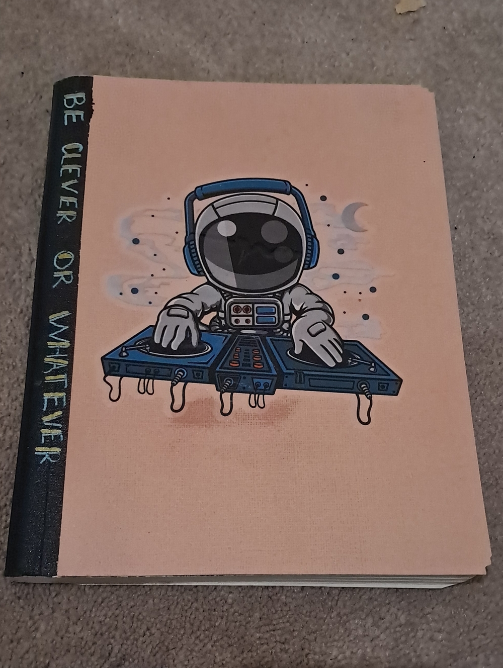 Handmade Astronaut DJ Graphic Notebook - Peach Cover